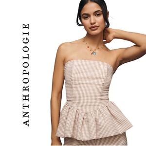 Anthropologie Hutch Strapless Bubble Peplum Top
